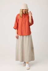 KnowledgeCotton Apparel KnowledgeCotton, Organic Linen Shirt, burnt brick, XS