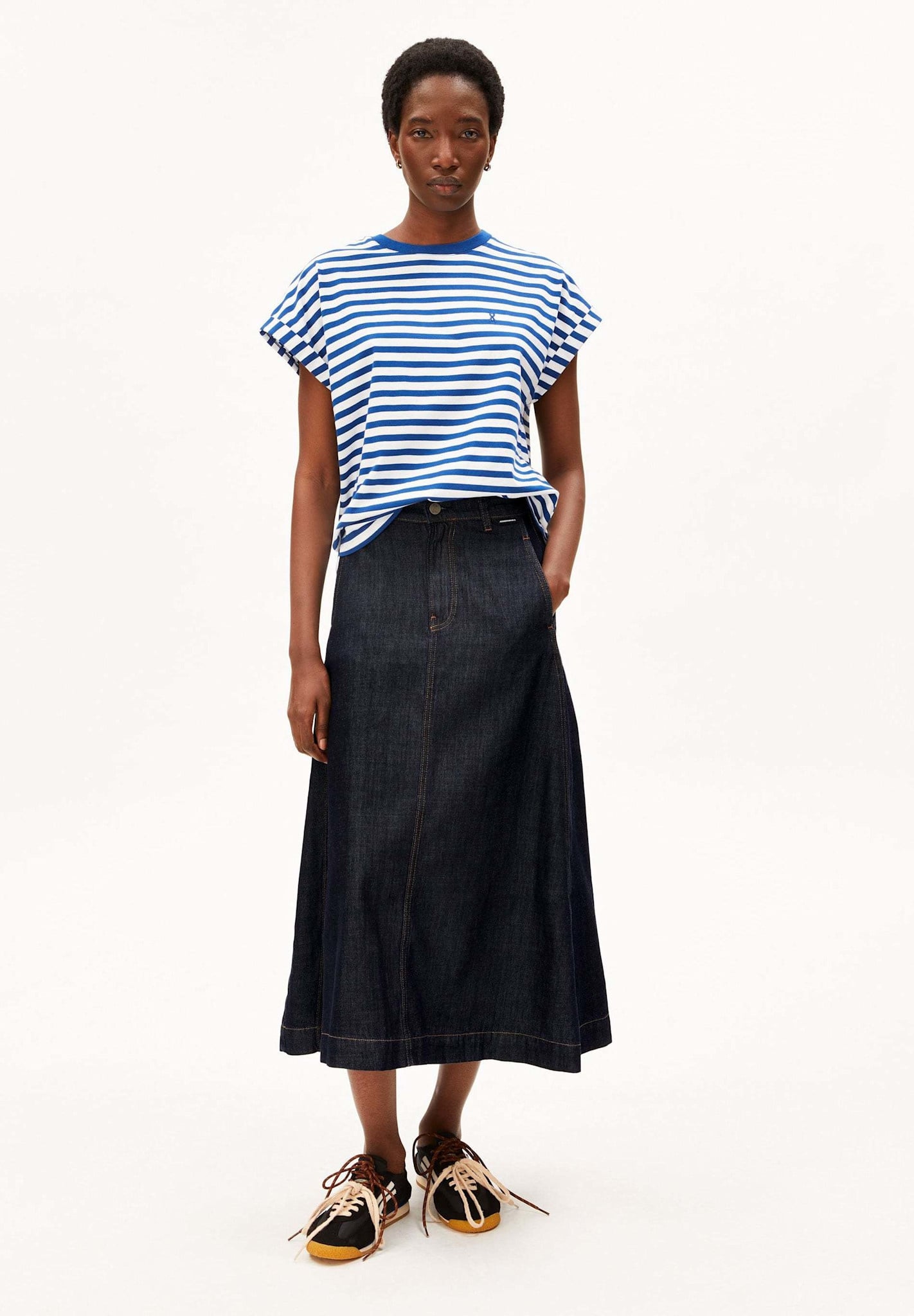 Armedangels Armedangels, Idaara Stripes, white-lapis blue, XS