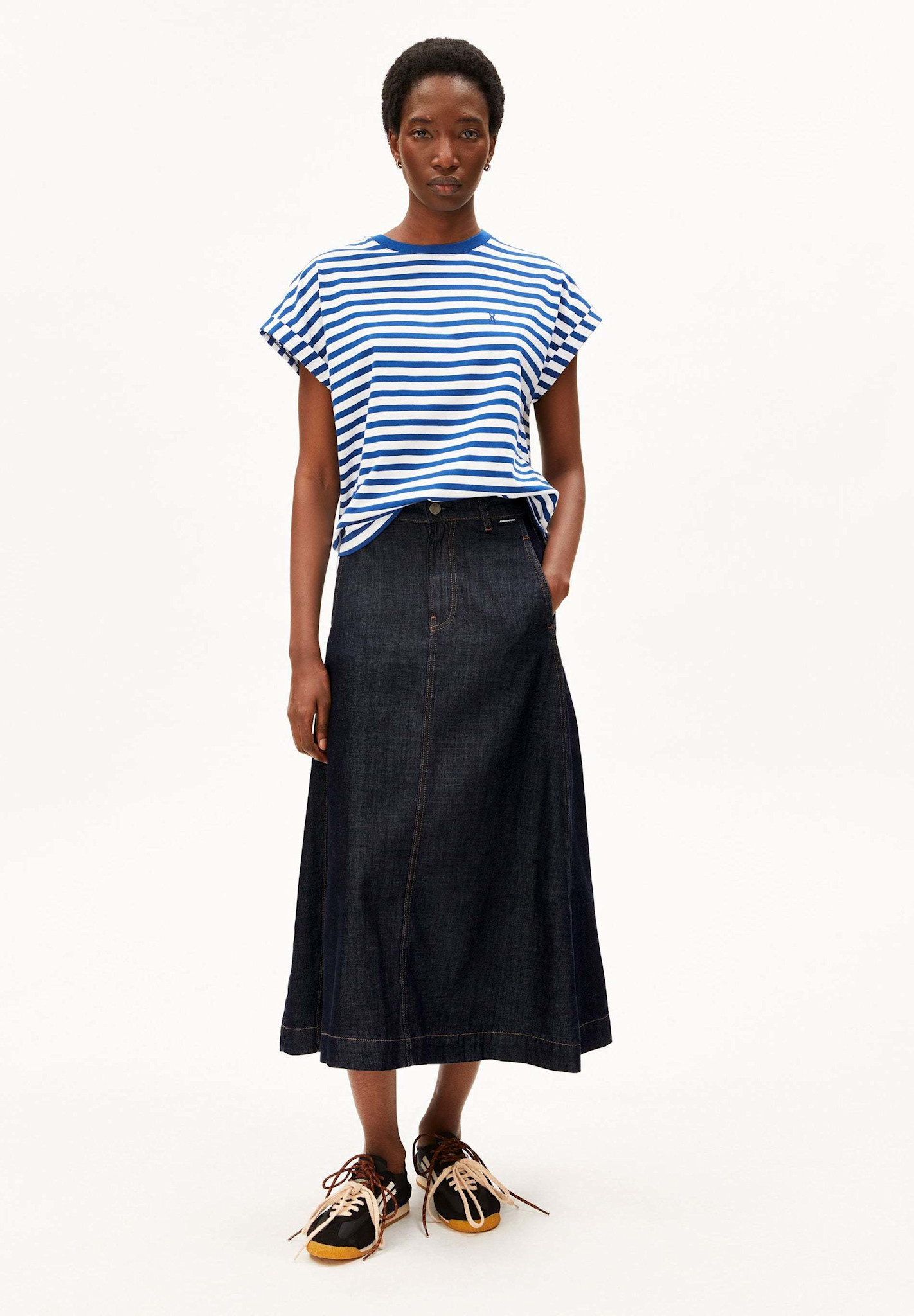Armedangels Armedangels, Idaara Stripes, white-lapis blue, S