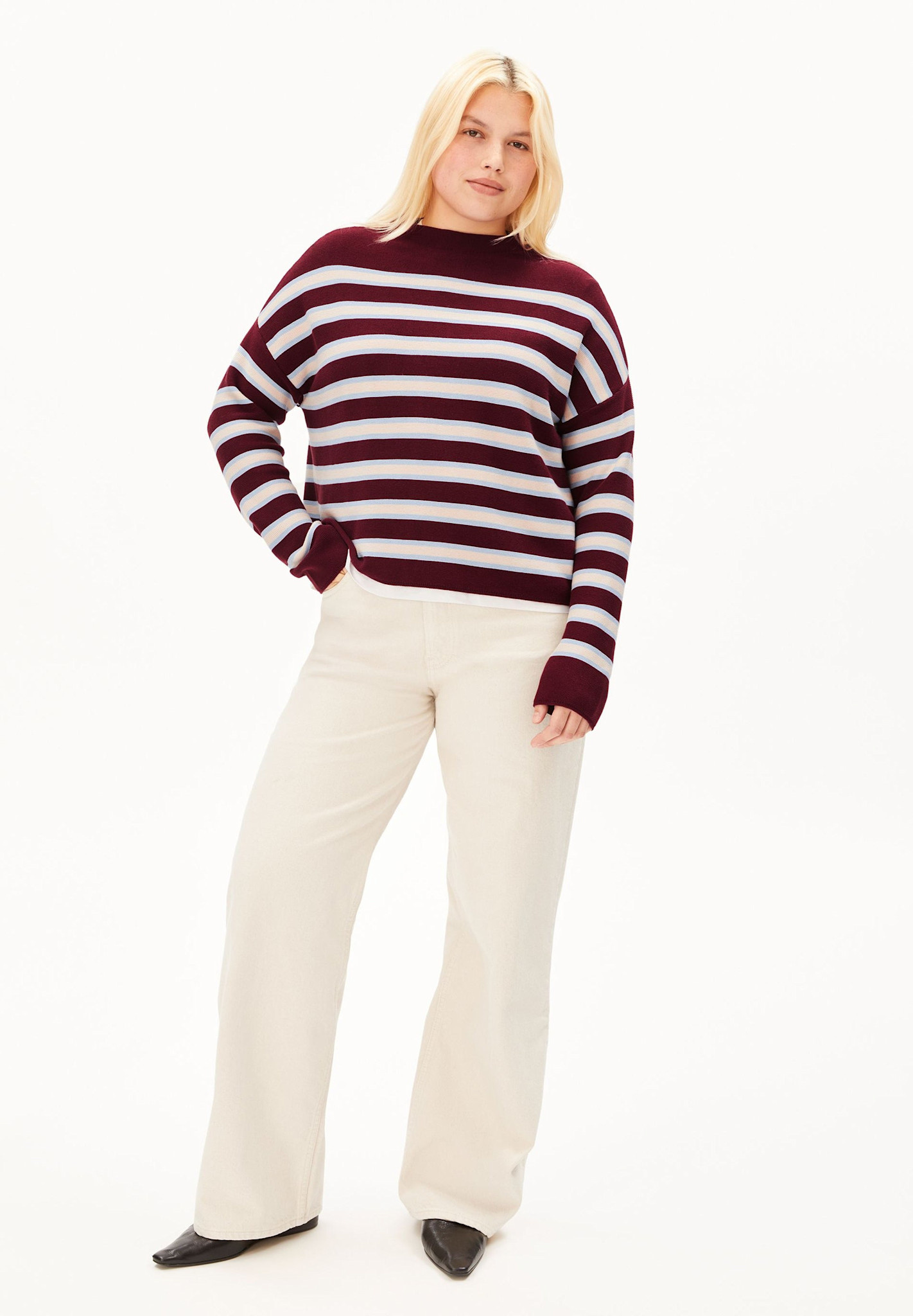 Armedangels Armedangels, Merinaa, velvet red-soft blue-oatmilk, L