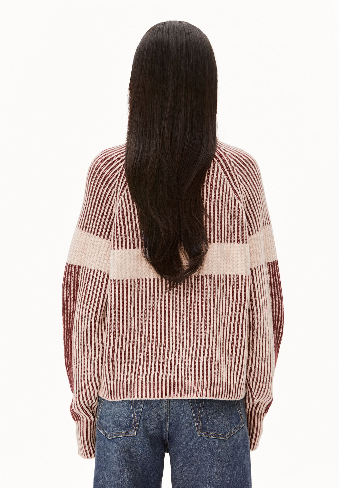 Armedangels Armedangels, Rib Striped Sweater, honey mel.-velvet red, M