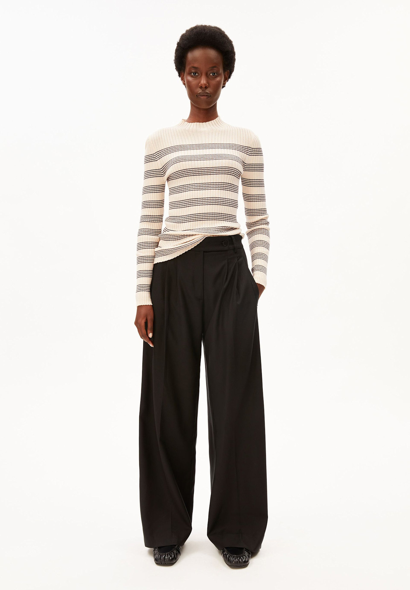 Armedangels Armedangels, Alaania Striped, oatmilk-black, L