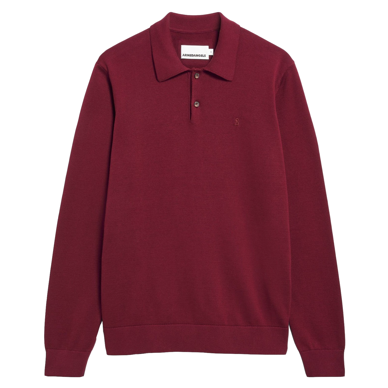 Armedangels Armedangels, Knit LS Poloshirt, velvet red, XL