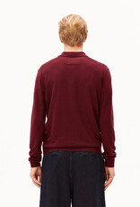 Armedangels Armedangels, Knit LS Poloshirt, velvet red, L