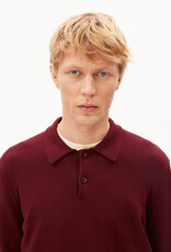 Armedangels Armedangels, Knit LS Poloshirt, velvet red, L