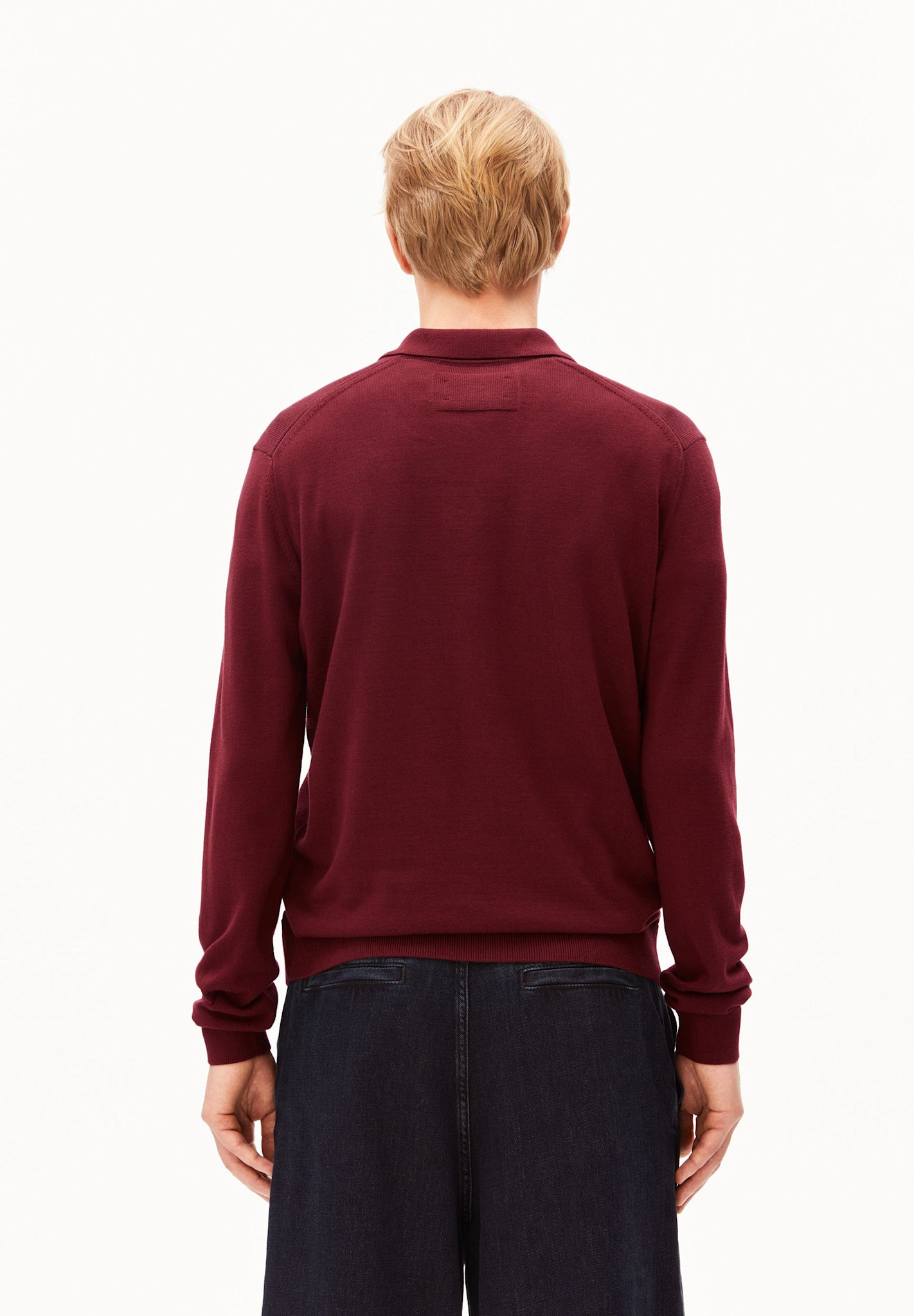 Armedangels Armedangels, Knit LS Poloshirt, velvet red, M
