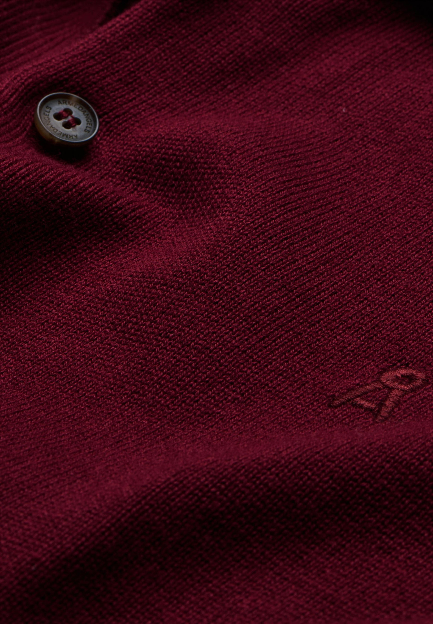 Armedangels Armedangels, Knit LS Poloshirt, velvet red, S
