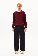 Armedangels Armedangels, Knit LS Poloshirt, velvet red, S