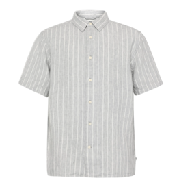 KnowledgeCotton Apparel KnowledgeCotton, Relaxed Linen Stripe SS Shirt, grey, XL