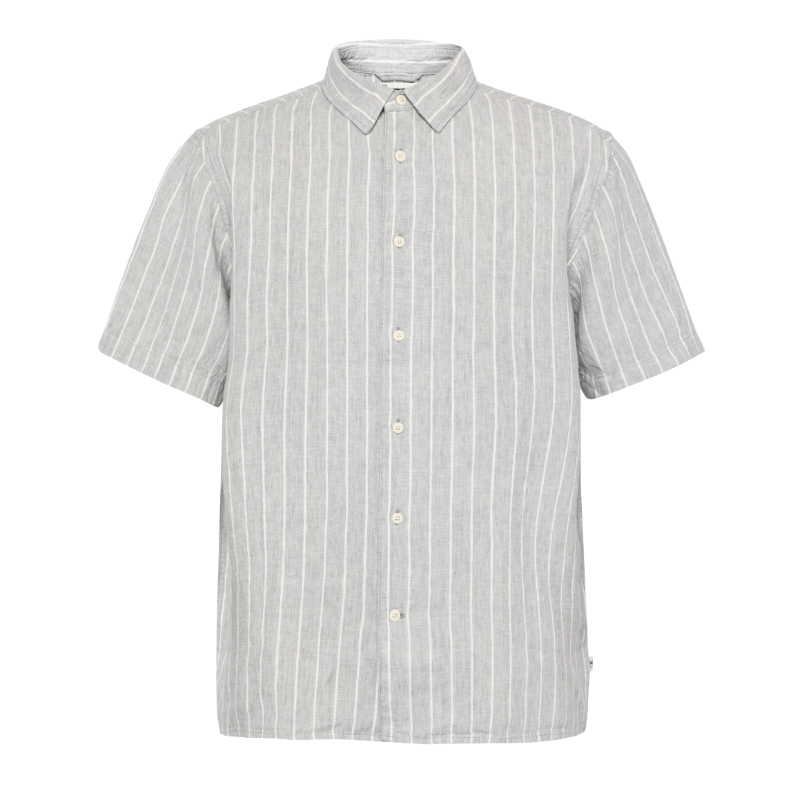KnowledgeCotton Apparel KnowledgeCotton, Relaxed Linen Stripe SS Shirt, grey, M