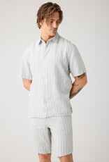 KnowledgeCotton Apparel KnowledgeCotton, Relaxed Linen Stripe SS Shirt, grey, M