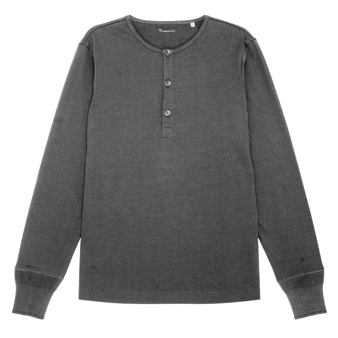 KnowledgeCotton Apparel KnowledgeCotton, Heavy Jersey Henley LS, dark grey mel., XL