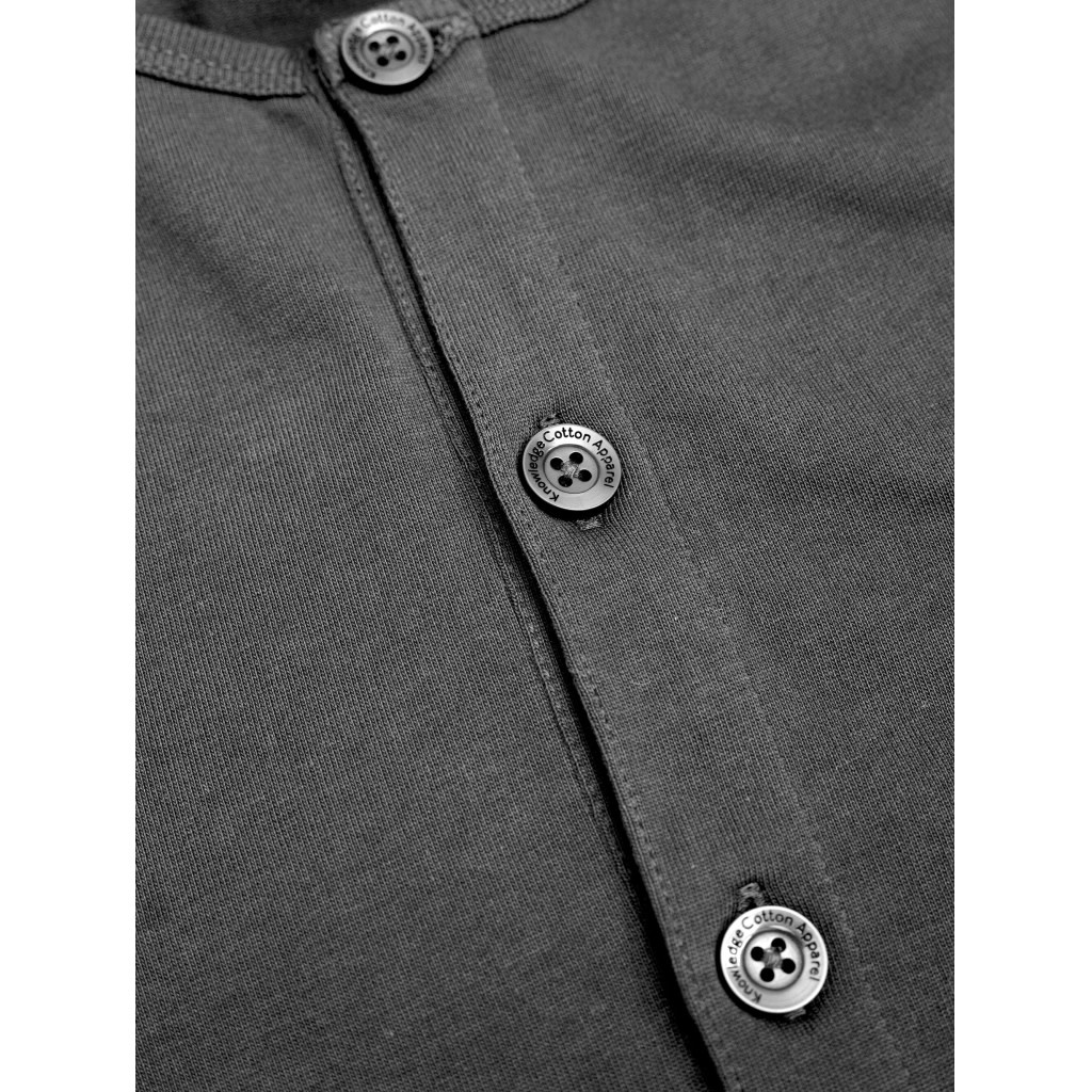 KnowledgeCotton Apparel KnowledgeCotton, Heavy Jersey Henley LS, dark grey mel., M