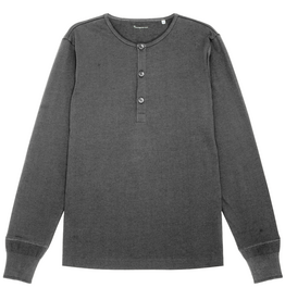 KnowledgeCotton Apparel KnowledgeCotton, Heavy Jersey Henley LS, dark grey mel., S