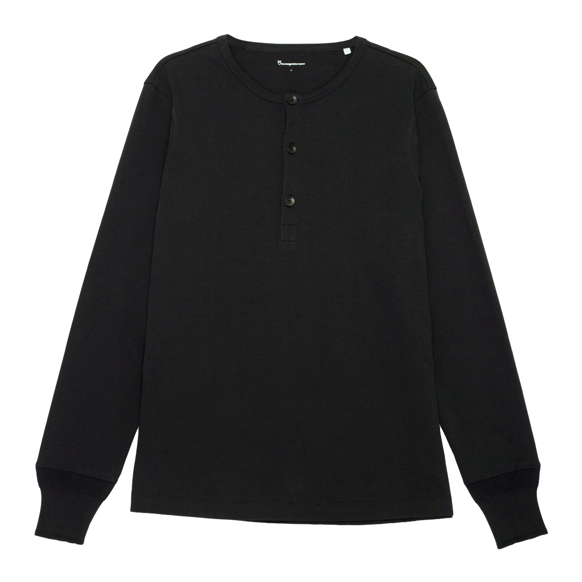 KnowledgeCotton Apparel KnowledgeCotton, Heavy Jersey Henley LS, black jet, XL