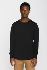KnowledgeCotton Apparel KnowledgeCotton, Heavy Jersey Henley LS, black jet, XL