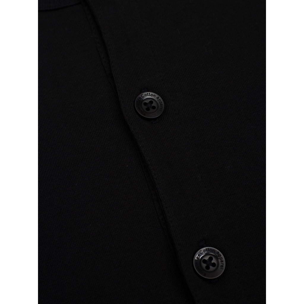 KnowledgeCotton Apparel KnowledgeCotton, Heavy Jersey Henley LS, black jet, L