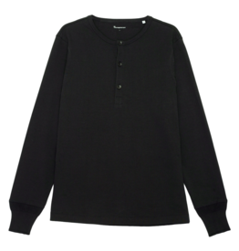 KnowledgeCotton Apparel KnowledgeCotton, Heavy Jersey Henley LS, black jet, S