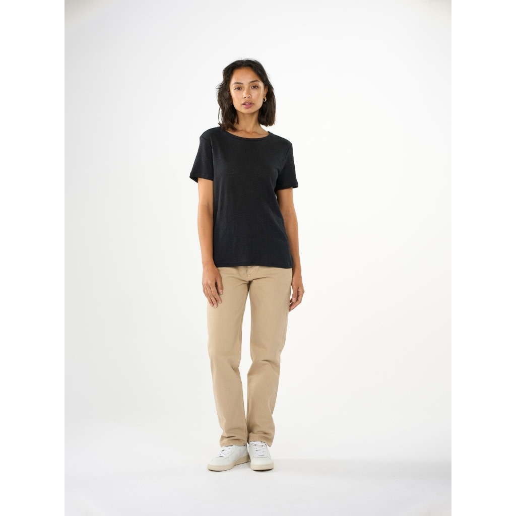 KnowledgeCotton Apparel KnowledgeCotton, Linen T-Shirt, black jet, L