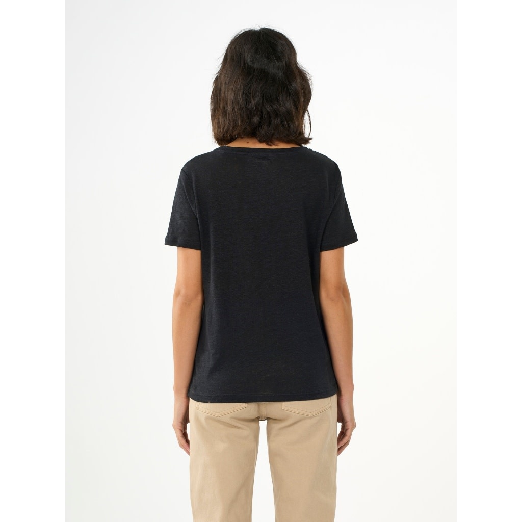 KnowledgeCotton Apparel KnowledgeCotton, Linen T-Shirt, black jet, S