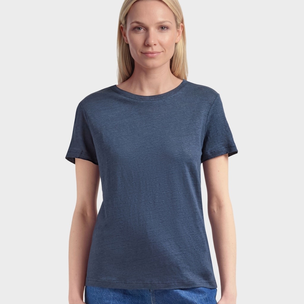 KnowledgeCotton Apparel KnowledgeCotton, Linen T-Shirt, total eclipse, XS