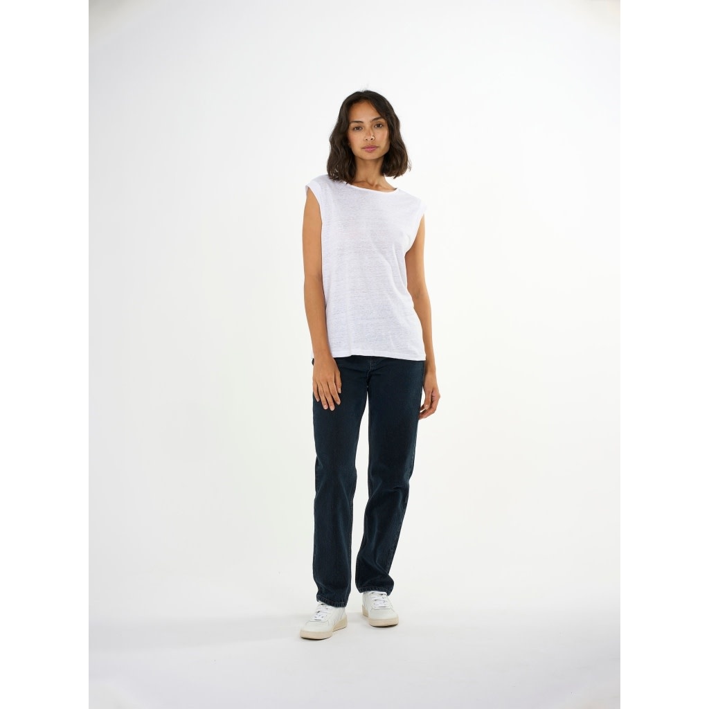 KnowledgeCotton Apparel KnowledgeCotton, Linen Sleeveless T-Shirt, bright white, M