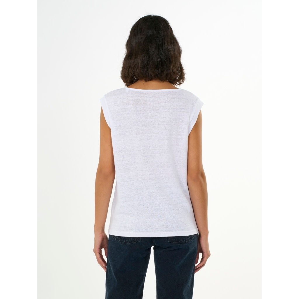 KnowledgeCotton Apparel KnowledgeCotton, Linen Sleeveless T-Shirt, bright white, S