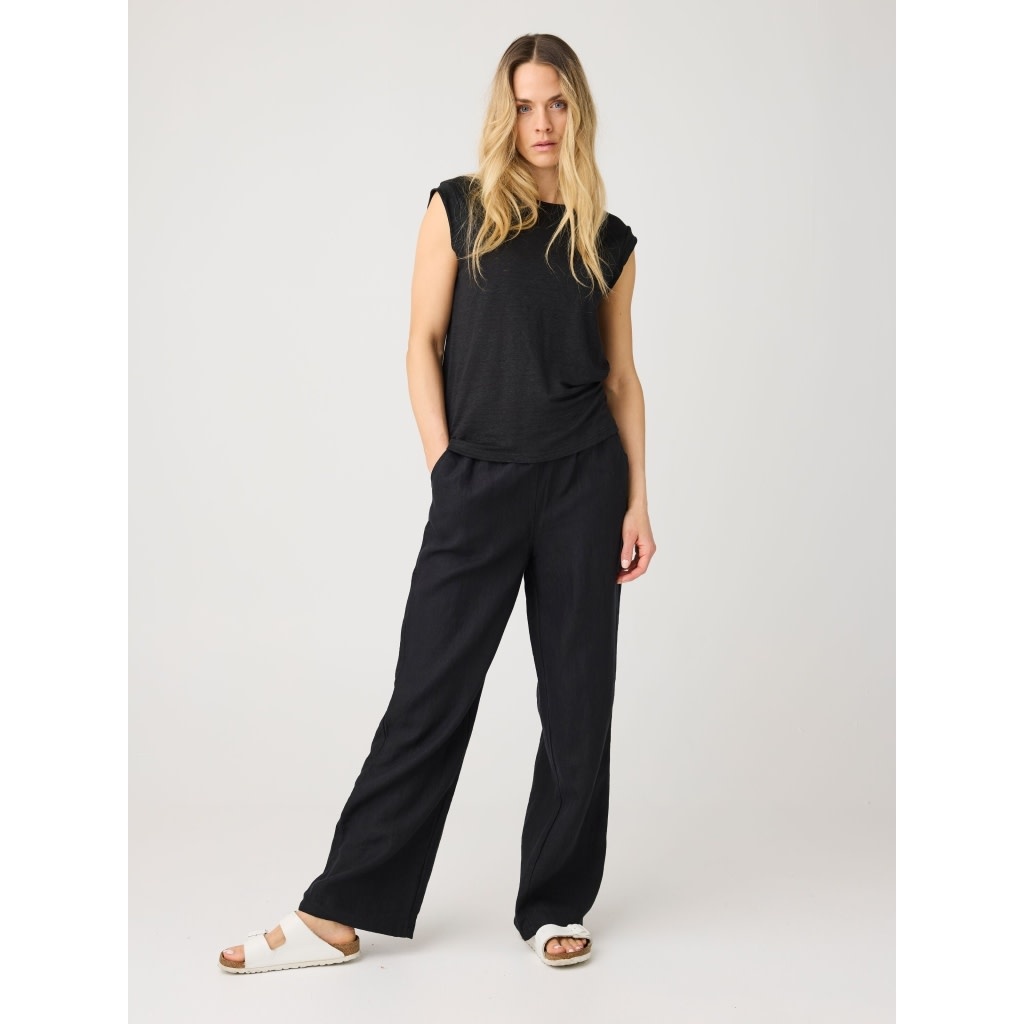 KnowledgeCotton Apparel KnowledgeCotton, Linen Sleeveless T-Shirt, black jet, XS