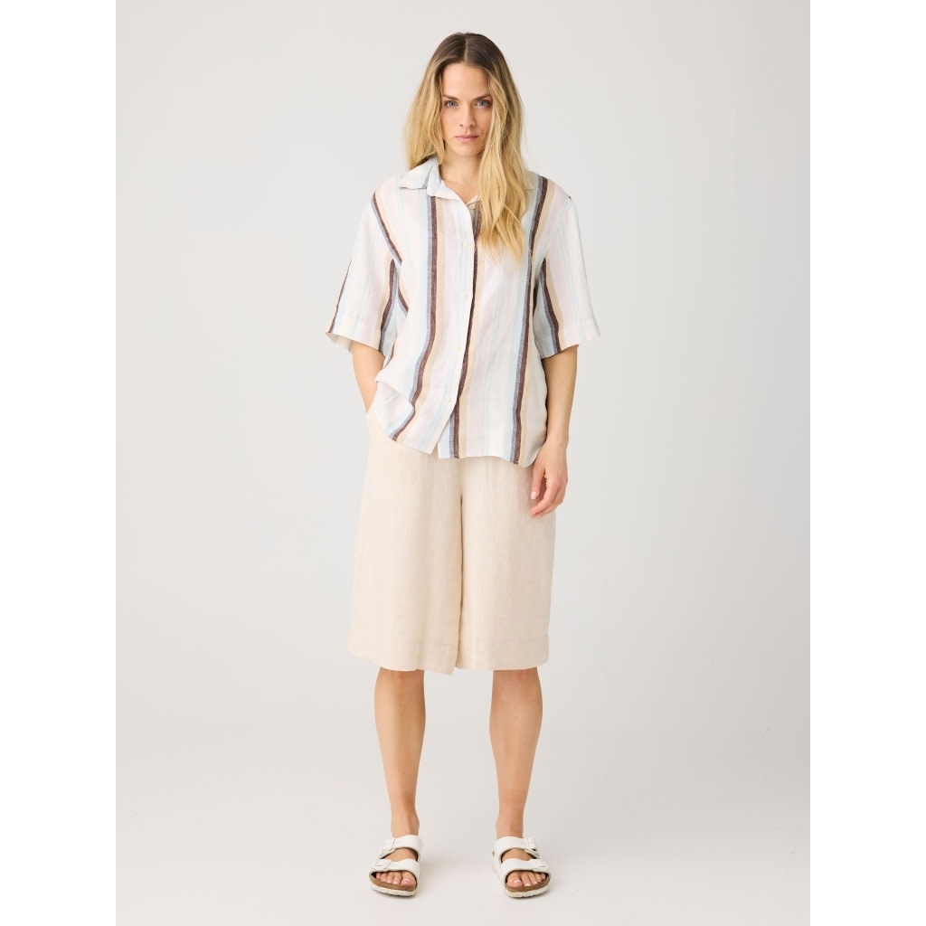 KnowledgeCotton Apparel KnowledgeCotton, Eve Wide Linen Shorts, light feather grey, L