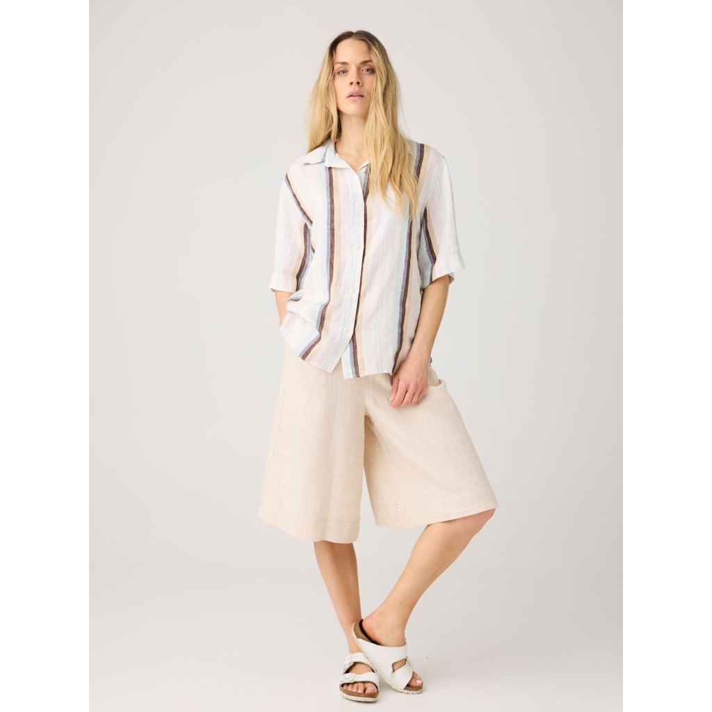 KnowledgeCotton Apparel KnowledgeCotton, Eve Wide Linen Shorts, light feather grey, M