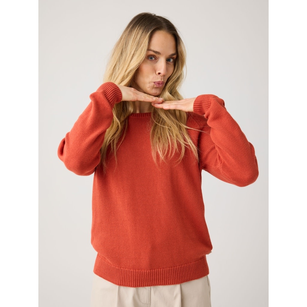 KnowledgeCotton Apparel KnowledgeCotton, Crew Neck Sweater, burnt brick, M