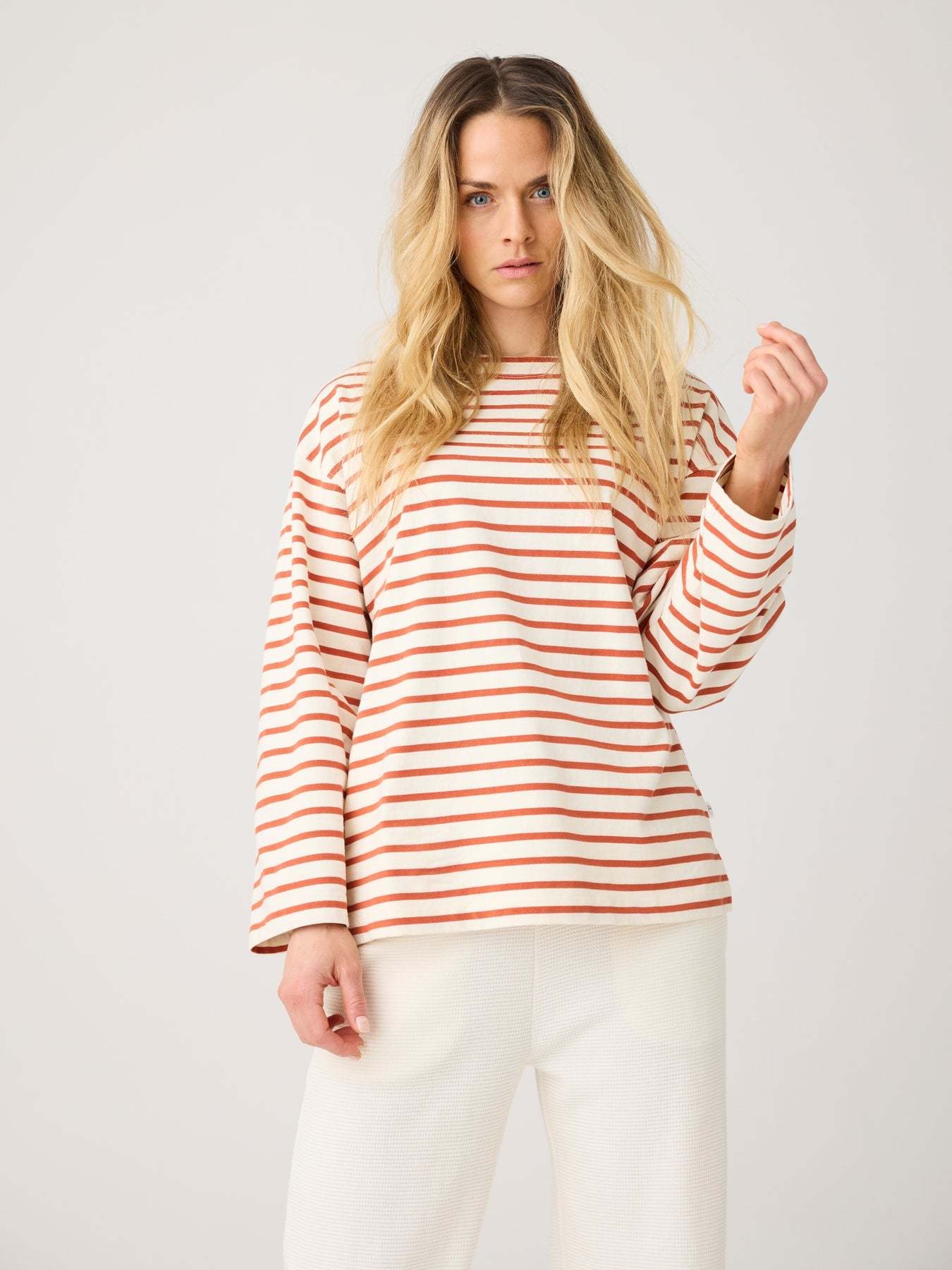 KnowledgeCotton Apparel KnowledgeCotton, Stripe LS T-Shirt, red, L