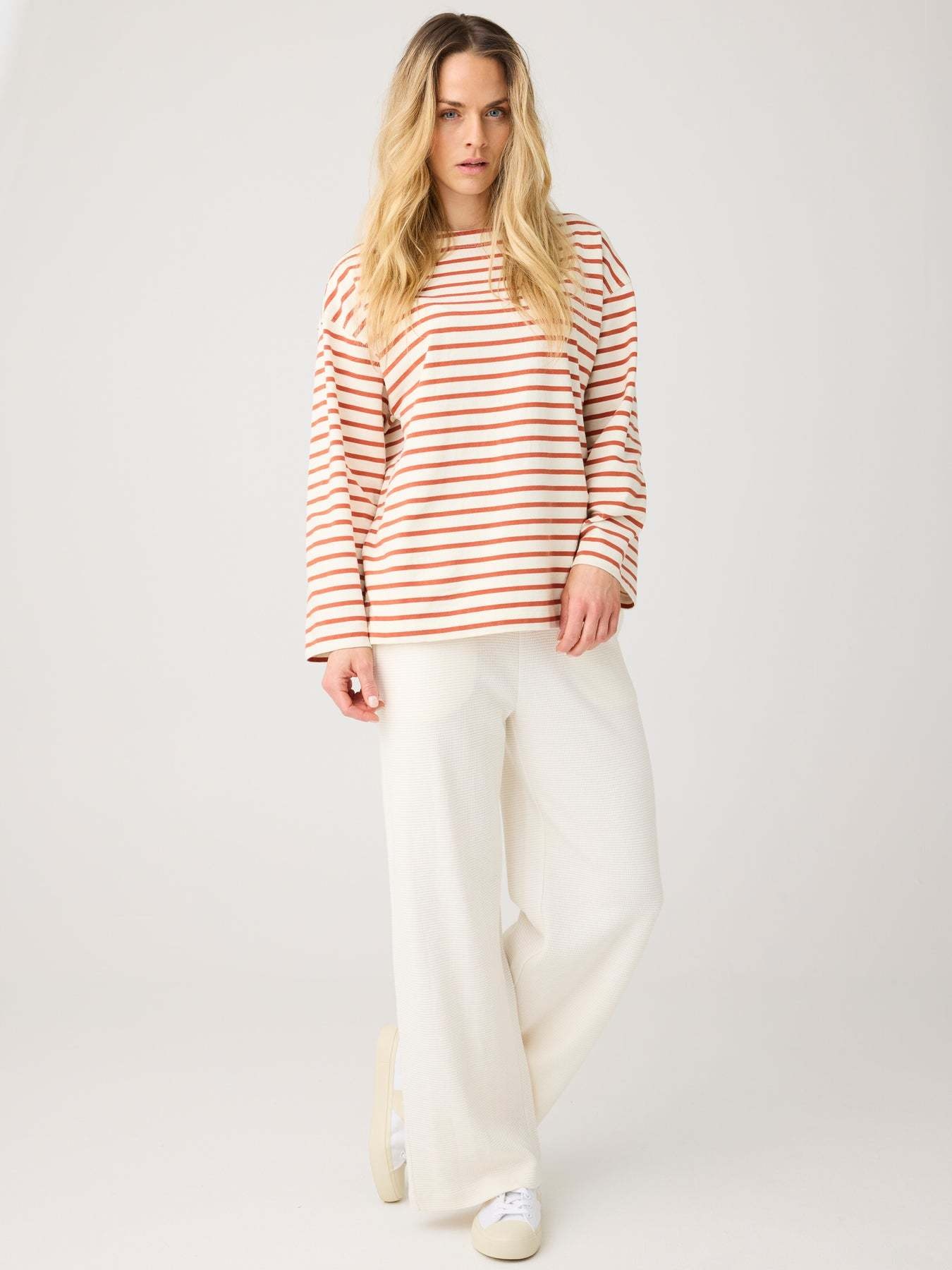 KnowledgeCotton Apparel KnowledgeCotton, Stripe LS T-Shirt, red, M