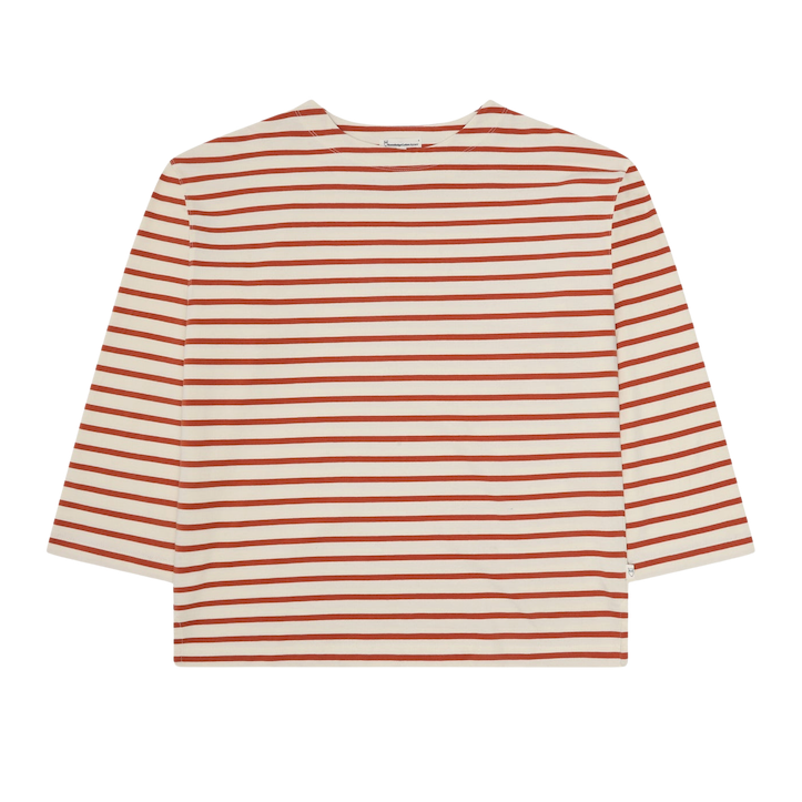 KnowledgeCotton Apparel KnowledgeCotton, Stripe LS T-Shirt, red, S