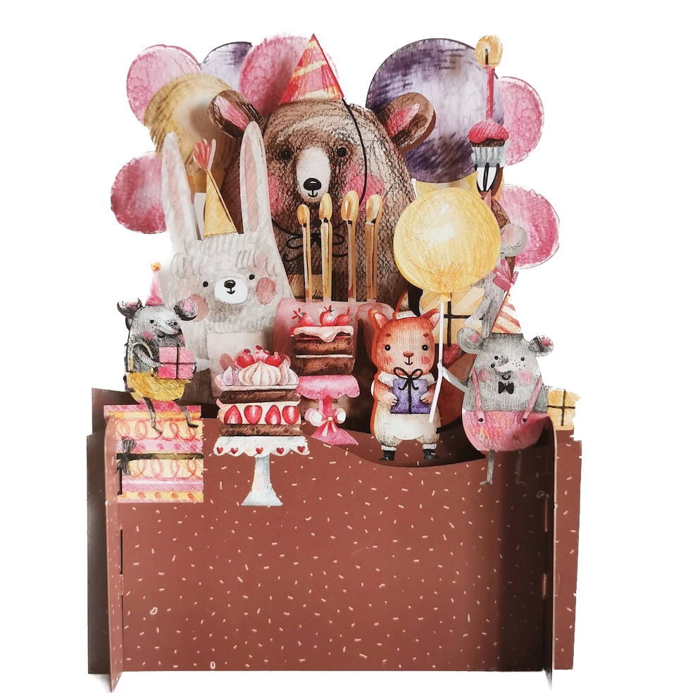 Alljoy Alljoy, Pop Up Card, kids cake and animals