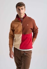 Trendsplant Trendsplant, Color Block Zip  Sweatshirt, equestrian red, XL
