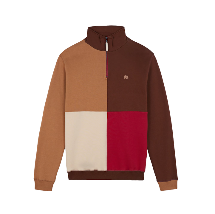 Trendsplant Trendsplant, Color Block Zip  Sweatshirt, equestrian red, L