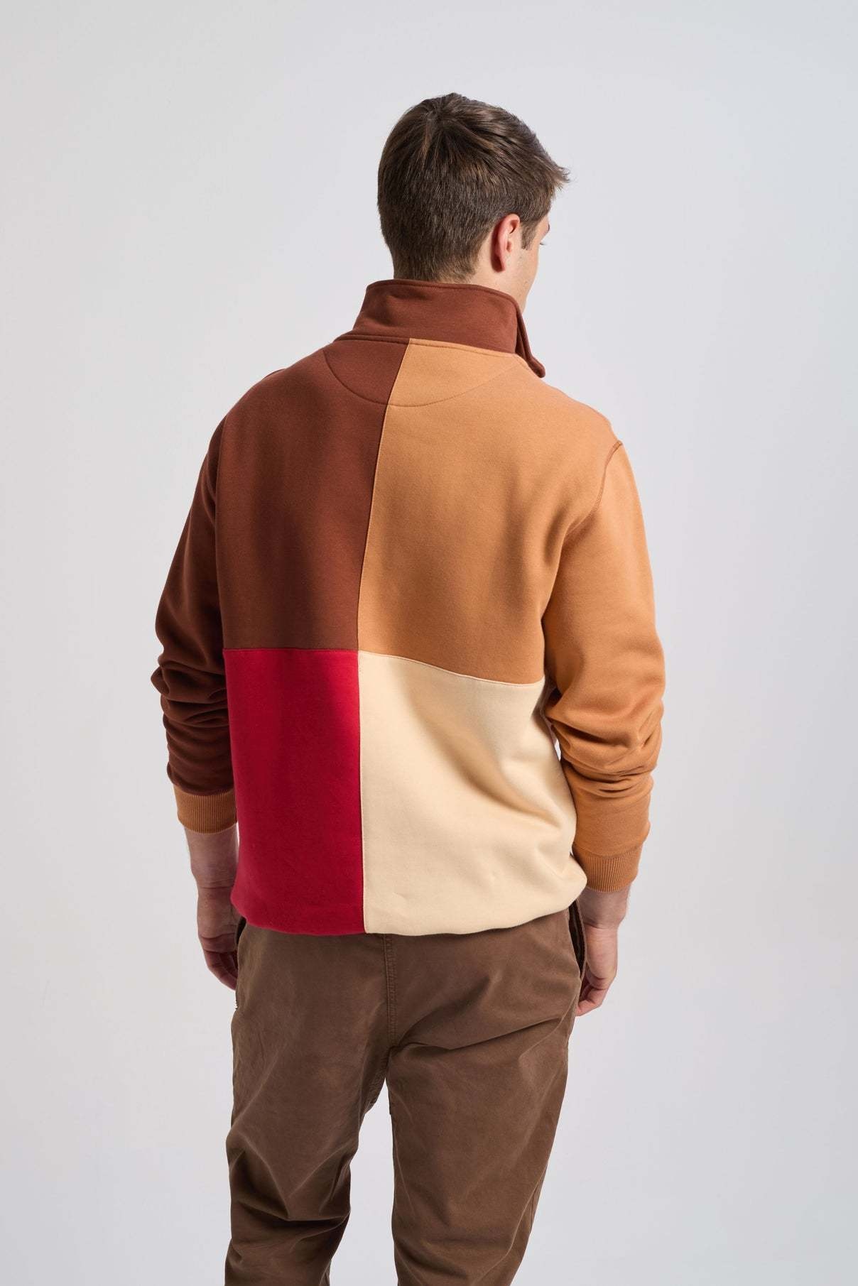 Trendsplant Trendsplant, Color Block Zip  Sweatshirt, equestrian red, L