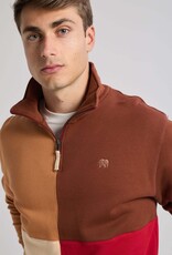 Trendsplant Trendsplant, Color Block Zip  Sweatshirt, equestrian red, M
