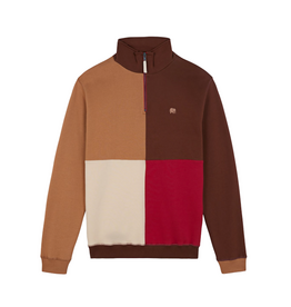 Trendsplant Trendsplant, Color Block Zip  Sweatshirt, equestrian red, S