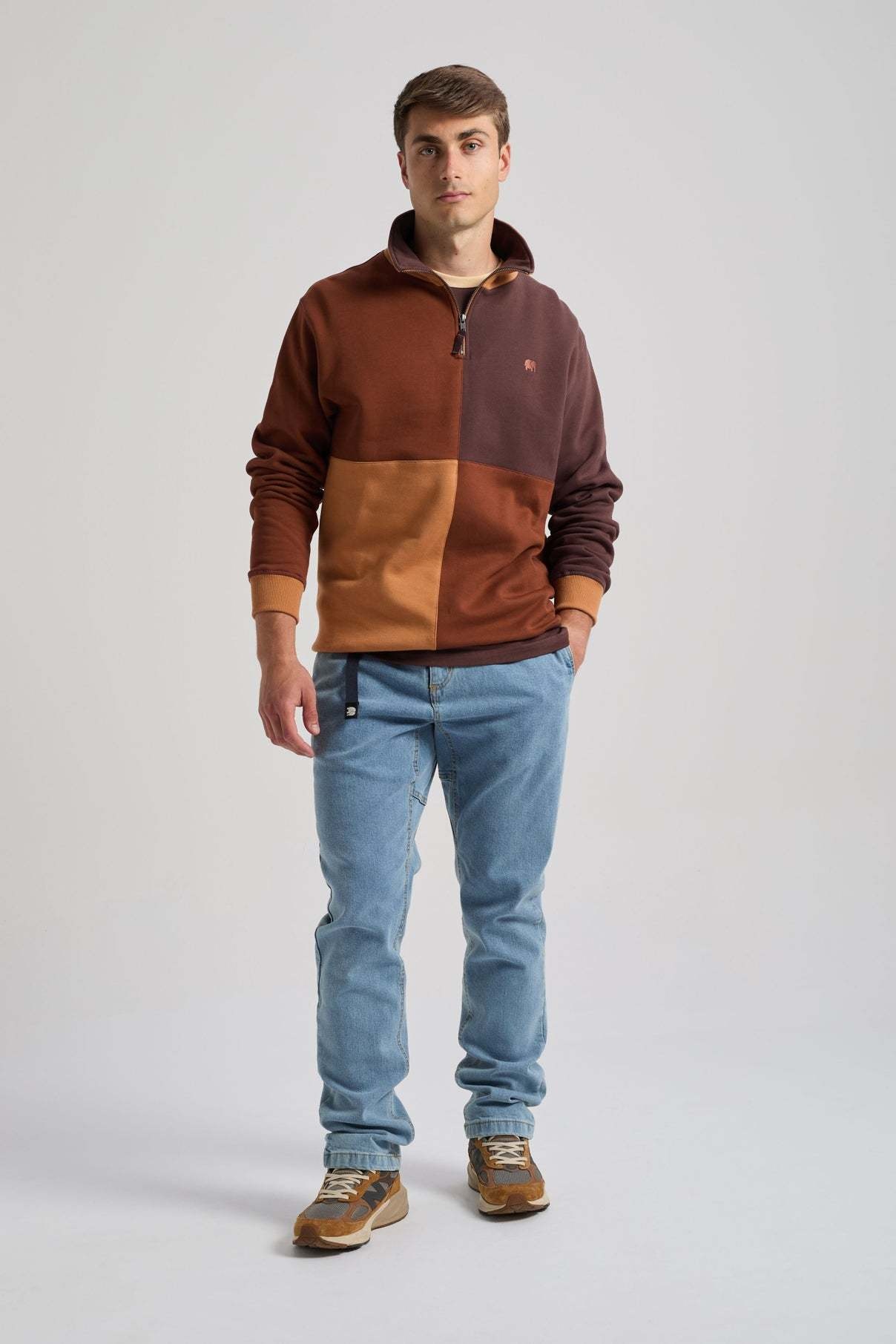 Trendsplant Trendsplant, Color Block Zip  Sweatshirt, cherry mahogany, XL