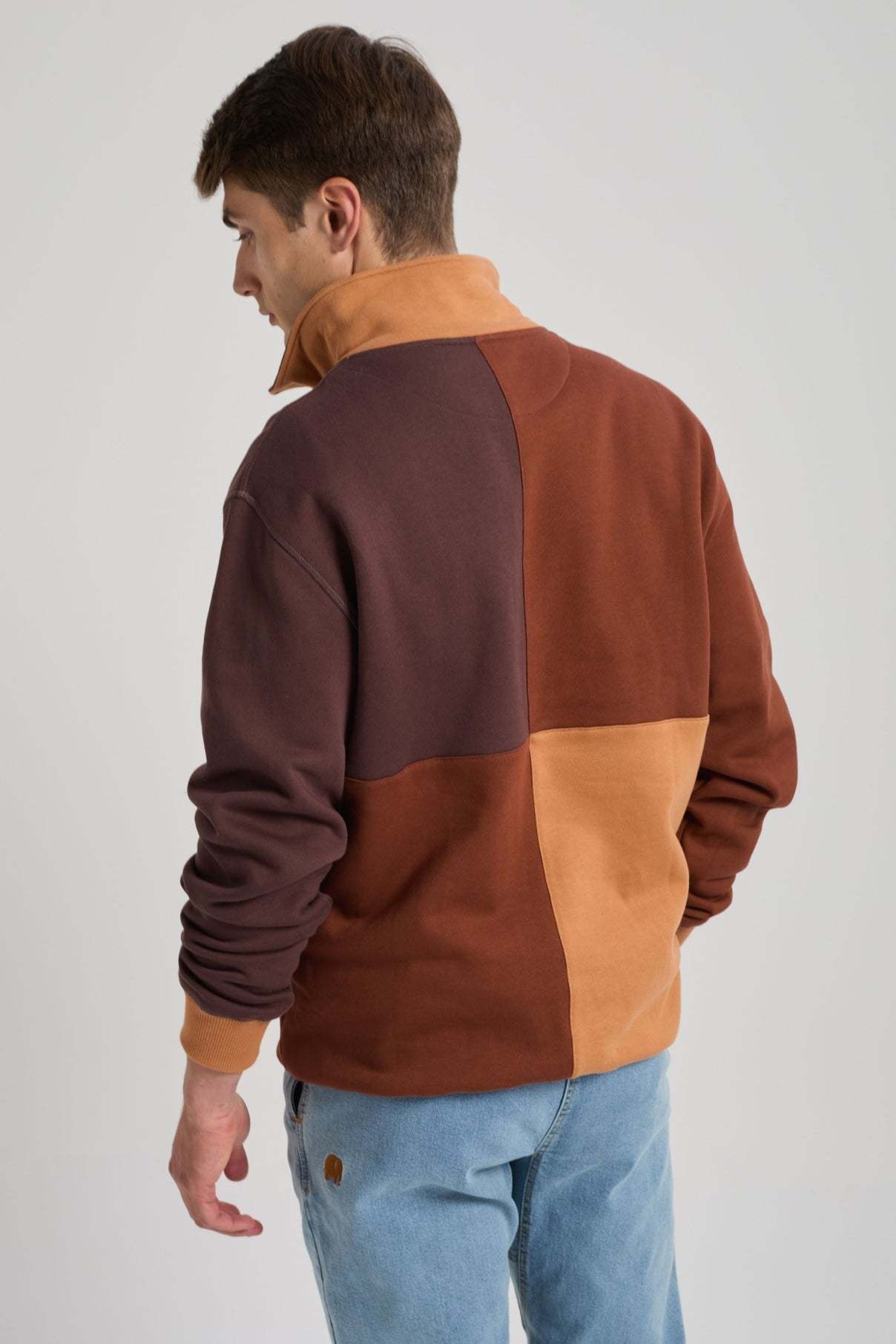 Trendsplant Trendsplant, Color Block Zip  Sweatshirt, cherry mahogany, XL