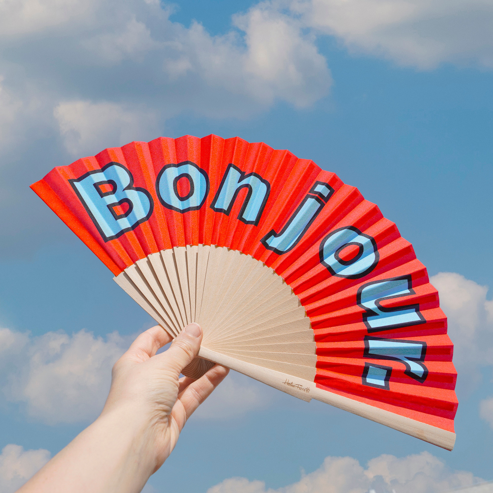 Helio Ferretti Helio Ferretti, Fan "Bonjour",  red