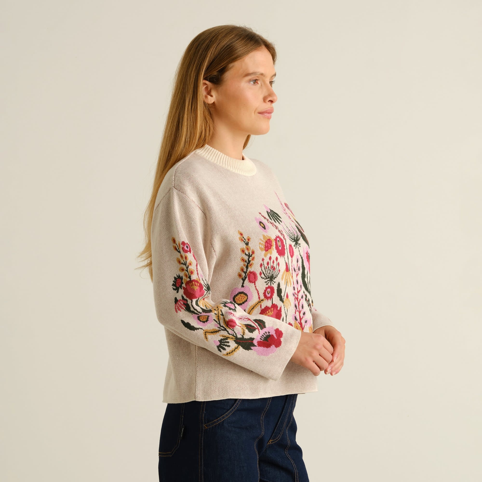 Dedicated Dedicated, Sweater Limhamn Flower, whitecap gray, M