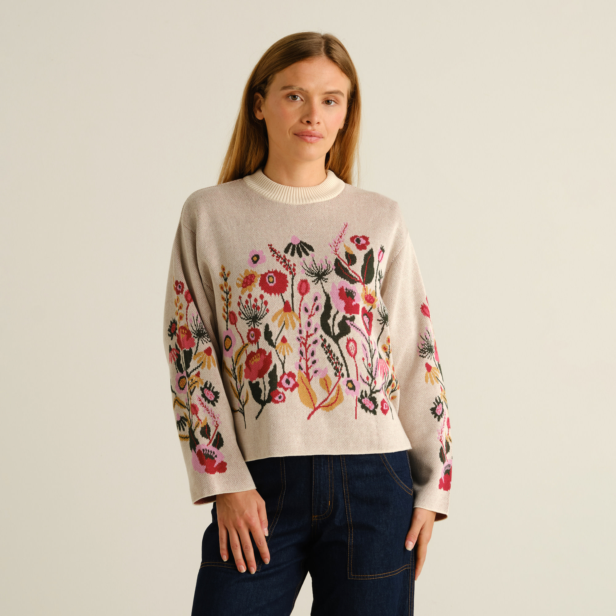 Dedicated Dedicated, Sweater Limhamn Flower, whitecap gray, XS
