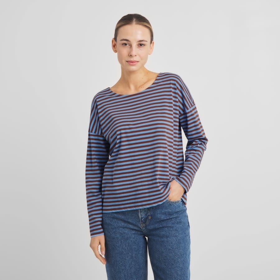 Dedicated Dedicated, Humledal Stripes, cappuccino/cornflower, XS