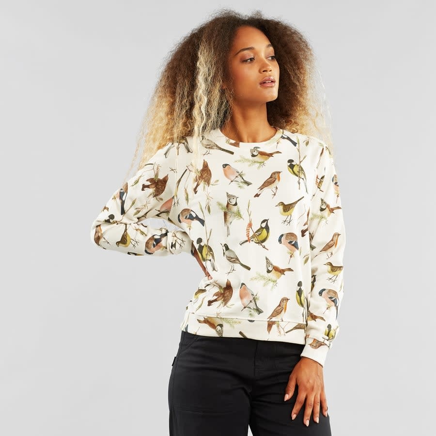 Dedicated Dedicated, Ystad Sweatshirt Autumn Birds, off white, S