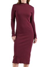 Dedicated Dedicated, Rib Dress Lofta, fig red, L