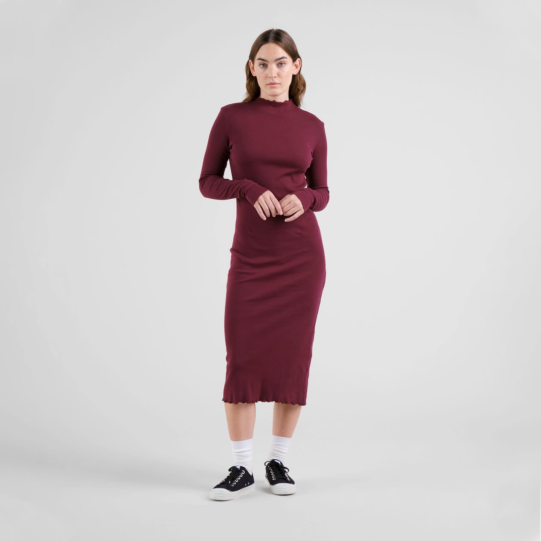 Dedicated Dedicated, Rib Dress Lofta, fig red, L