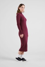 Dedicated Dedicated, Rib Dress Lofta, fig red, L